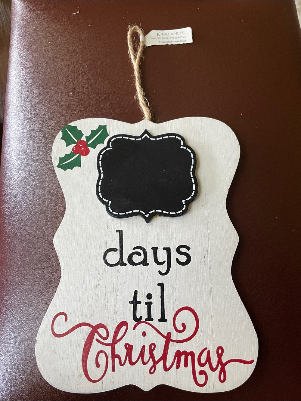 Kirkland Signature White Holiday Countdown Plaque with Red and Green Accents
